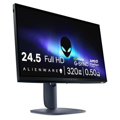 Alienware 25 Monitor Gaming - AW2525HM, Full HD (1920x1080), 320Hz, Fast IPS, 0.5ms, NVIDIA G-Sync Compatible, AMD FreeSync Premium, DisplayPort, 2 HDMI, 3 USB, 3 Años de Garantía