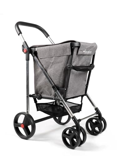Carro Rolser Basket Tweed 4 Ruedas Grandes 2 Giratorias Plegable - Gris
