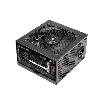 Mars Gaming MPB550SI, Fuente Alimentación ATX 550W, 7 Años Seguridad, 80Plus Bronze 230V, 90% Eficiencia, Ventilador SI Extreme Silence con Núcleo de Cobre, Tecnologías AI2-RPM, DC-DC y SMD, Negro