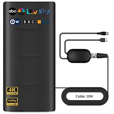2026 Potente Antena de TV para Interiores y Exteriores, Rango de Recepción de 600KM Antena HDTV Digital, Compatible con 4K 1080p Todos los Televisores Inteligentes, 10M Desmontable Cable Coaxial