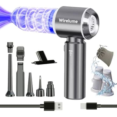 Wirelume Aspirador de Mano para Coche inalámbrica Potente 22000 Pa succión ciclónica Fuerte Motor sin escobillas portátil Recargable Ligera para Pelo de Mascotas, vehículo, hogar, Oficina