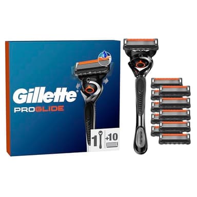 Gillette ProGlide Máquinilla de Afeitar Hombre con Tecnología FlexBall + 10 Cuchillas de Recambio (el embalaje puede variar), cuchillas de afeitar