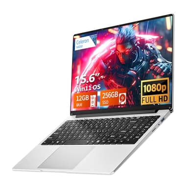 Ordenador Portáti de 15,6 Pulgadas, Win 11 PC Portátil 12GB LPDDR4 256GB SSD, Laptop Celeron N4000 CPU, Computadora Portatil 1920*1080 IPS FHD Pantalla, WiFi5/Mini-HDMI/BT4.2/USB3.0, Expansión SSD 1TB