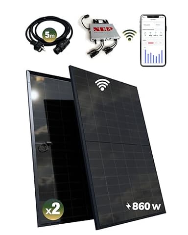 ESUNRA Create your Energy - Kit Solar balcón 800W - Plug and Play - 2 paneles solares bifaciales 430W - ALL BLACK - TOPCon - Microinversor NEP BDM800W - Cable de 5 m - App de monitorización