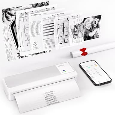 vretti Impresora móvil A4 para Viajes, Impresora térmica A4 Compatible con Android e iOS,Compatible con Papel térmico A4 de 210 x 297 mm para el hogar, Oficina