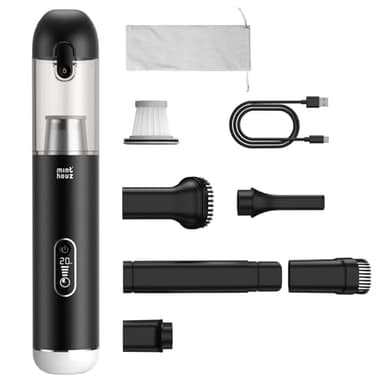 Aspiradora para Coche Potente 20000PA - Aspirador de Mano Inalámbrico Recargable con Pantalla LED, 45 Min Autonomía y Carga Rápida 2.5H, Ideal Automóvil y Hogar