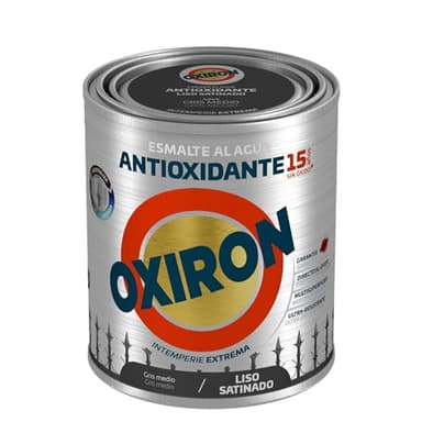 OXIRON Esmalte antioxidante al agua Liso Satinado Gris Medio 750ml
