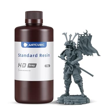 ANYCUBIC HD Resina Fotopolímero Impresora 3D Estándar UV 405nm Resina Impresoras 3D, Mejora de la Precisión, Detalles más Destacados y Curado Rápido, Adecuado para LCD/DLP Impresión 3D (HD Gris 1000g)
