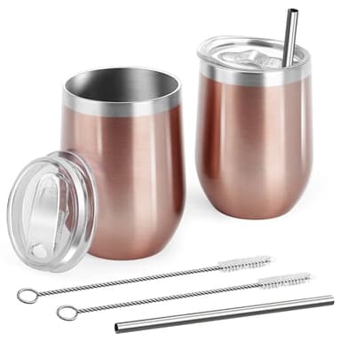 2pcs Taza Termica 350mL, Vaso de Pared Doble de Acero Inoxidable Reutilizable, Antigoteo, Termo Para Llevar Para Café Frío y Caliente, Leche y Té