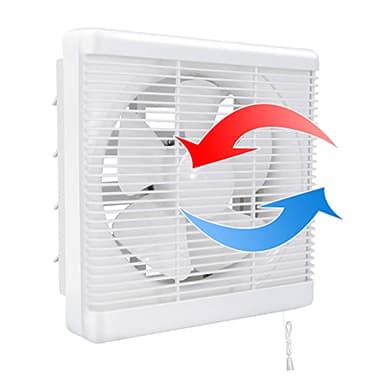 HUGOOME Ventilador de baño de Tamaño abierto 245 * 245mm, 500m³/h 30W Ventilador de pared reversible de dos vías Ventilación, para Cocina Ático Ventana Garaje (Sin enchufe)