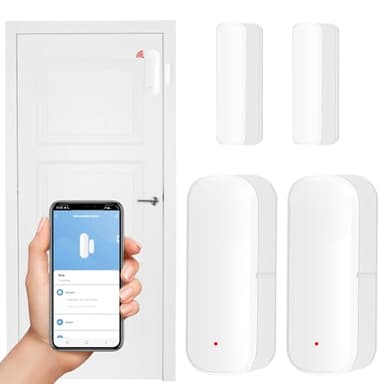 WIYETY Sensor de puerta WiFi de 2 piezas, sensor de alarma de puerta, sensor de contacto de ventana inalámbrico WiFi, sensor de contacto de ventana inteligente para la seguridad del hogar, Smart Tuya