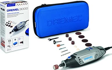 Dremel 3000 - Multiherramienta 130 W, kit con 15 accesorios y estuche, velocidad variable 10.000-33.000 rpm para tallar, grabar, fresar, amolar, limpiar, pulir, cortar y lijar (Versión Español)