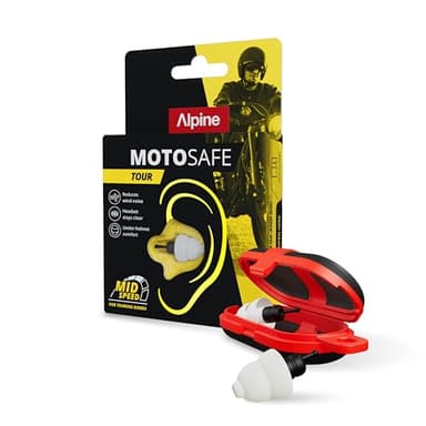 Alpine MotoSafe Tour Tapones para los Oídos - Tapones para Rutas en Moto - Evita Daños Auditivos durante la Práctica del Motociclismo - El Tráfico Sigue Siendo Audible - Tapones Reutilizables
