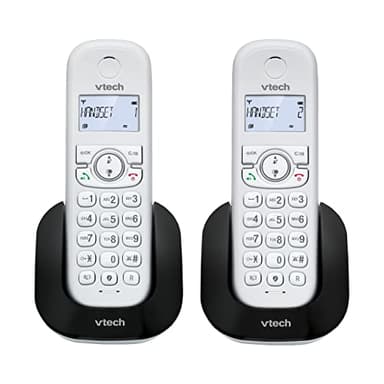 VTech CS1501 Teléfono inalámbrico Casa Duo, Teléfono Fijo DECT con Manos Libres y Bloqueo de Llamadas, Doble Carga, identificador de Llamada, LCD Pantalla retroiluminada y Teclado, Modo Eco, Blanco