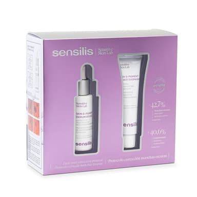 Sensilis - Pack Skin D-pigment, Sérum Despigmentante Antimanchas con Ácido Tranexámico y Niacinamida 30 ml y Crema de Noche Despigmentante Antimanchas, Calmante, Exfoliante y Regeneradora 30 ml
