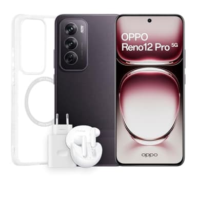 OPPO Reno12 Pro 5G + Pack de Lanzamiento - Smartphone Libre con IA, 24GB (12GB+12GB) +512GB, Pantalla 3D AMOLED 6.7", Cámara 50+8+50 MP, Android, Vídeo 4K, Batería 5000mAh, Carga 80W - Nebula Black