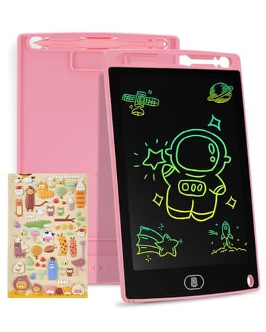 Genialba Tableta de Escritura LCD de Colores de 8,5, Tablero de Dibujo Electrónico - Tablero de Grafiti con Pizarra de Dibujo Borrable Portátil, Regalo para Niños (Rosa)