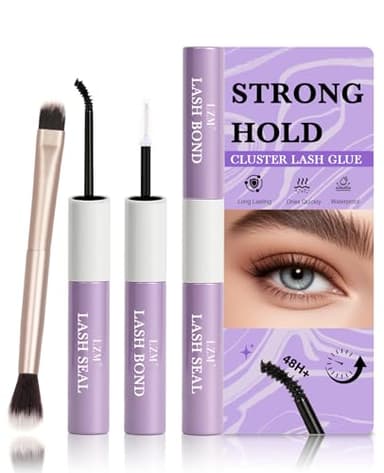 Pegamento Pestañas Pelo a Pelo - LZM De Larga Duración Resistente Al Agua Pegamento Pestañas Postizas Fácil De Usar 2 En 1 Cluster Lashes Bond And Seal (5ml+5ml P02)