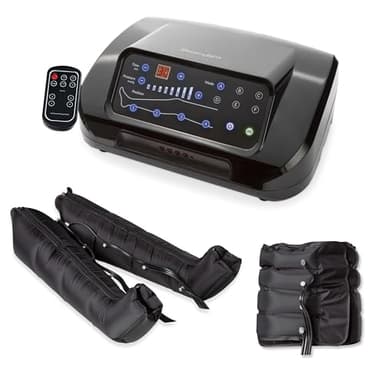 Dinamicamed ® Presoterapia Profesional para Casa Completo con 6 Programas de Masaje - Maquina Presoterapia Piernas 4 Cámaras de Aire con Perneras XL y Cinta para el Abdomen