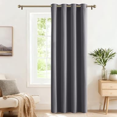 PONY DANCE Cortina Dormitorio Opaca 1 Pieza 140x240 CM, Termicas Aislantes Frio y Calor para Salon Modernas Cortinas Gris Blackout para Puerta con Ojales