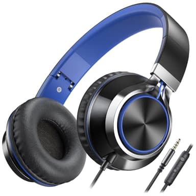 AILIHEN C8 Auriculares de Diadema Cerrados con Cable, Auriculares Plegable con Micrófono y Control Remoto para Mp3, iPhone, Móvil Android, PC, Color Negro y Azul