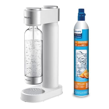 Philips Water Solutions GoZero Sparkling Water Maker Sifón, máquina para Hacer Soda, 1 Litro, plástico, Blanco (White)