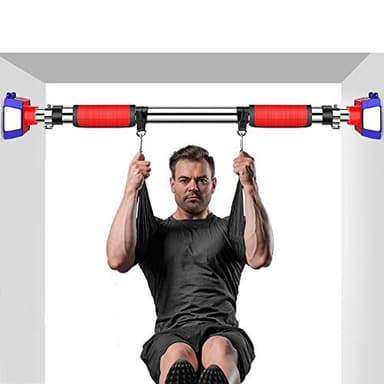 Barra telescópica de dominadas para fitness en casa, barra horizontal de acero inoxidable para puerta y pared con anillos para ejercicios de dominadas