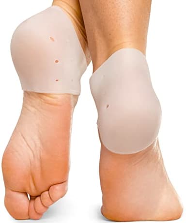YogaMedic Protector de Talón y Tobillo, 2 Pares – Taloneras de Silicona para Comodidad y Alivio del Dolor – Taloneras Fascitis Plantar, Tendinitis Aquiles, Espolón Calcáneo – Antirroces y Ampollas