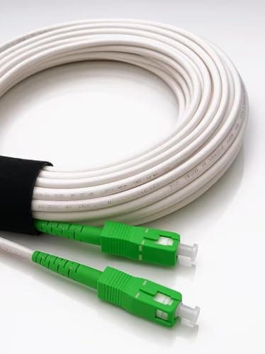 Elfcam - 5m Cable de Fibra Óptica SC/APC a SC/APC Simplex Monomode OS2 9/125μm LSZH, Compatible con Movistar Vodafone Jazztel Free y SFR, Blanco