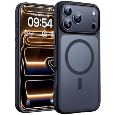 TOCOL Funda para iPhone 17 Pro MAX, Protección Lente Cámara, Anillo Magnético Integrado, Compatible con Magsafe, Protección contra Caídas, Translúcida Mate Trasera, Titanio Negro