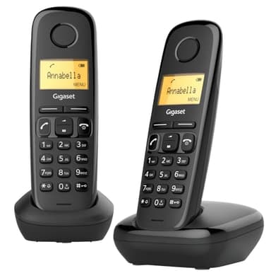 Gigaset A170 Duo - Dos Teléfonos DECT Inalámbrico - Pantalla Gráfica Iluminada - Fácil de Usar - Instalación Sencilla, Negro [Versión Española]