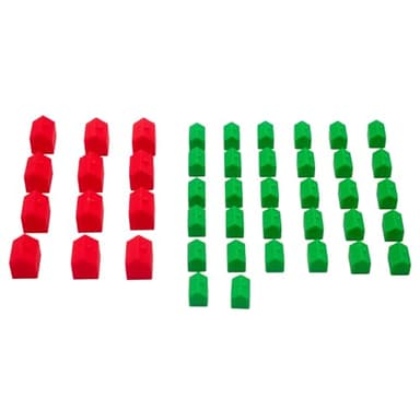 32 Casas y 12 Hoteles para Juegos de Mesa Compatibles con Monopoly | Accesorios de Repuesto y Expansión | Fabricado en España | PLA Biodegradable | Juego Familiar Clásico