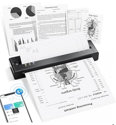 TATTMUSE Impresora Térmica Portátil A4 – Compatible con Tamaños A4/A5/B5, Conexión Bluetooth, Ideal para Estudio y Oficina, Impresión Monocromática, Viajar