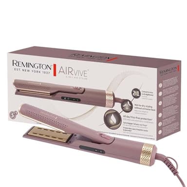Remington plancha de pelo y moldeador AIRvive con Aire Ionizado [2 en 1: uso en seco y húmedo, tecnología Ionic Air, microacondicionadores antiencrespamiento, LED, punta fría] AS8930