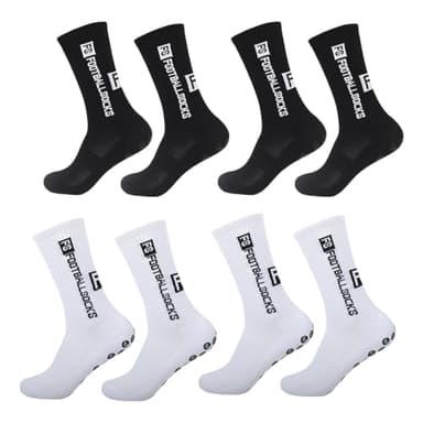 KEWUF 4 pares de calcetines deportivos antideslizantes, calcetines de agarre con puntos de goma, absorben el sudor y transpirables, unisex, adecuados para fútbol