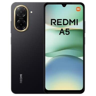 XIAOMI Redmi A5 Smartphone - 3GB+64GB, Pantalla HD+ de 6.5 Pulgadas, batería de 5000mAh, Android 13 Go Edition, Dual SIM - Negro