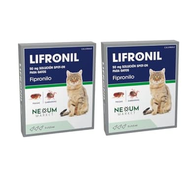 Pipetas Gatos LIFRONIL x3 Pipetas contra Pulgas y Garrapatas | Apto para Todo Tipo de Gatos a Partir de 2 Meses y más de 1 kg de Peso | Protección hasta 5 Semanas | Nexum Market | Pack de 2 Unidades
