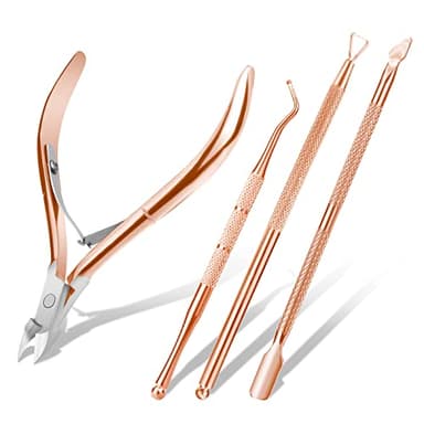 ACWOO 4PCS Alicate para Cutículas y Herramienta de Cortador de Cutículas Profesional, Pinza de Acero Inoxidable para Las Uñas de Dedos de Manos y Pies