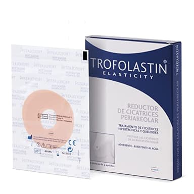 Trofolastin, Reductor de Cicatrices Periareolar, Apósitos Adhesivos para Cicatrización Postoperatoria Mamaria, Hipertróficas y Queloides, 6,5x6,5cm x 5uds