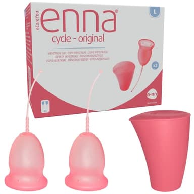 Enna Cycle - 2 Copas Menstruales Y Caja Esterilizadora, Salmón, Talla L