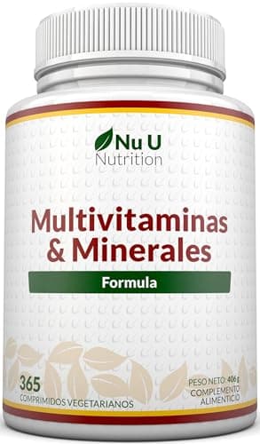 Multivitaminas y Minerales Hombre y Mujer - Todas las Vitaminas de la A-Z - 365 Comprimidos - Complejo Vitamínico Completo 25 Ingredientes Esentiales - Fabricado en Europa - Nu U Nutrition