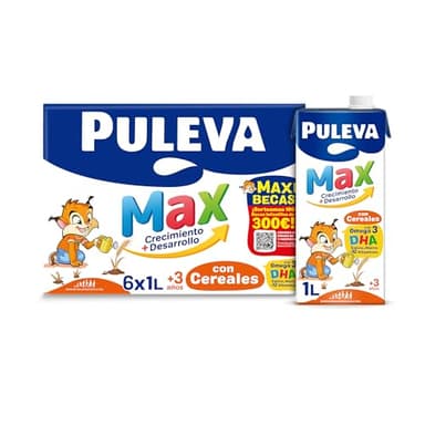 Puleva Max Leche de Crecimiento y Desarrollo con Cereales - Pack 6 x 1Lt