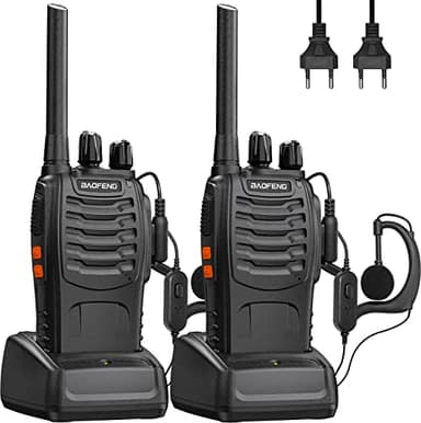 Baofeng Walkie Talkie,Walkis Profecionales,PMR446 Radiocomunicación 16 Canales 2 Piezas Walky Talky Set Recargable Larga Distancia Receptores con Auriculares y Luz LED para Actividades al Aire Libre