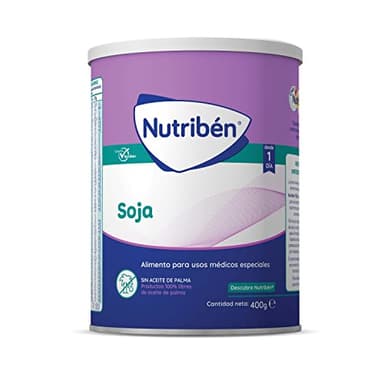 Nutribén Soja - Leche en Polvo Bebé Soja para Bebés Intolerantes a la Lactosa o APLV desde el Primer Día | Alimento Completo | sin Aceite de Palma | con Cacito Dosificador Incluido | 1 Bote de 400g