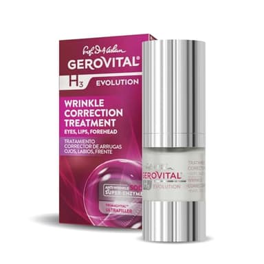 Gerovital H3 Evolution Sérum antiarrugas Contorno Ojos, Labios, Frente con Ácido Hialurónico, Atenúa Arrugas Profundas, de Expresión, Mejora la Elasticidad y la Firmeza de la Piel, 15 ml