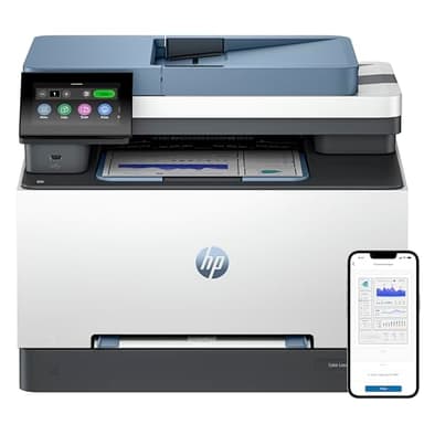 HP Color Laserjet Pro 3302fdw 499Q8F, Impresora Laser A4 Multifunción Doble Cara automática, Escaner, Copiadora, Fax (25ppm, Wi-Fi Direct, Procesador 1,2GHz, Memoria 512MB, Smart App) Blanca y Azul