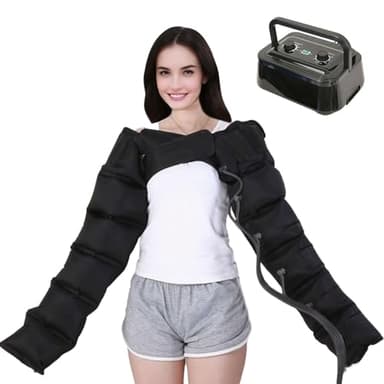 Masajeador de Piernas con Compresión de Aire, Profesional Botas Presoterapia Piernas, Presoterapia para Casa piernas Abdomen y Brazos, Maquina Presoterapia Casa (Negro, 2 Arms)