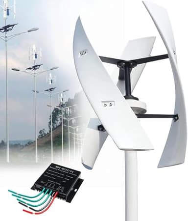 Turbina Eólica Vertical Kit Completo 20000W Generador Viento Jardín Instalacion Eolica Domestica Aerogenerador Eólica Trifásico AC Turbina Eólica de Viento Vertical con Controlador(220V)