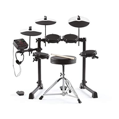 Alesis Debut Kit - Batería electrónica infantil con 4 parches de malla, 120 sonidos, 100 lecciones, taburete, baquetas, llave de batería y auriculares