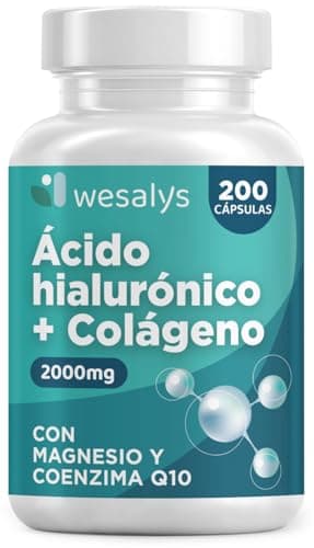 Colágeno con Magnesio y Ácido hialurónico + Q10, 200 Cápsulas - Con Zinc, Vitaminas A, C y E - Colageno Hidrolizado - Articulaciones, Fuertes, Piel Tersa y Energía